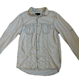 Light blue denim button down shirt